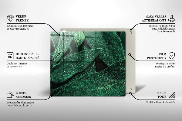 Skärbräda av glas Blad av växten