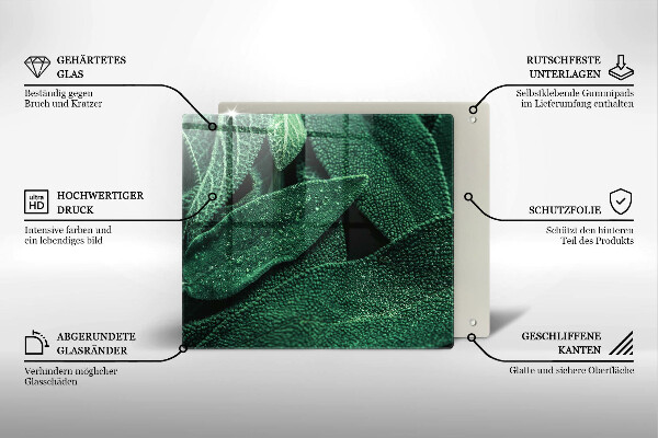Skärbräda av glas Blad av växten