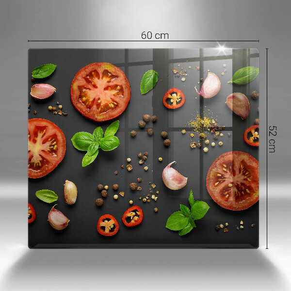 Skärbräda av glas Tomater och kryddor