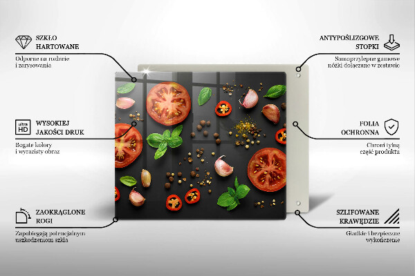 Skärbräda av glas Tomater och kryddor