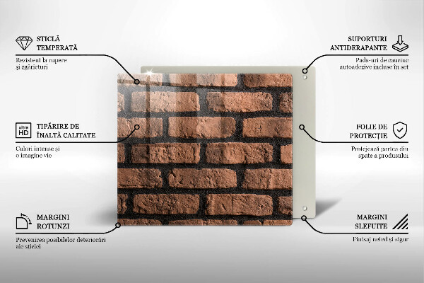 Skärbräda av glas Tegelvägg
