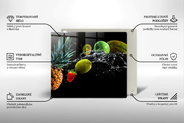 Skärbräda av glas Owoce w wodzie