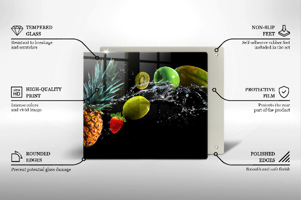 Skärbräda av glas Owoce w wodzie