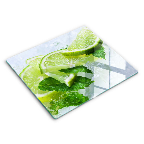 Skärbräda av glas Lime mynta och is