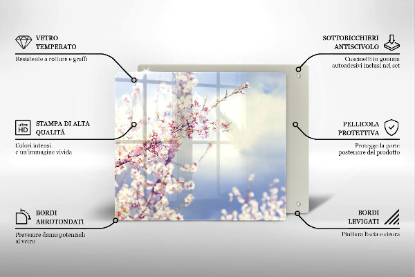Skärbräda av glas Blommande träd