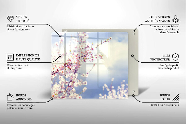 Skärbräda av glas Blommande träd