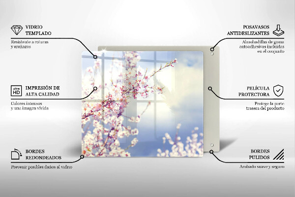 Skärbräda av glas Blommande träd