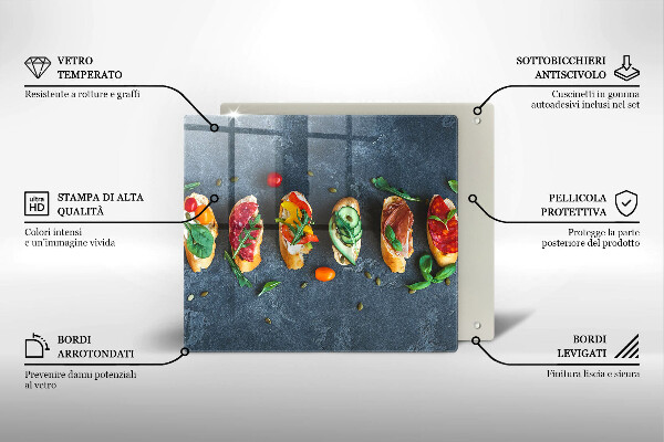 Skärbräda av glas Färgglada smörgåsar