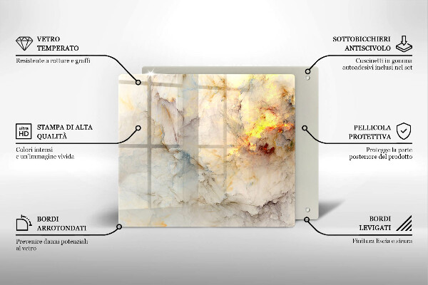 Skärbräda av glas Marmorstruktur med guld