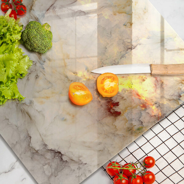 Skärbräda av glas Marmorstruktur med guld