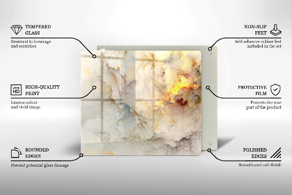 Skärbräda av glas Marmorstruktur med guld