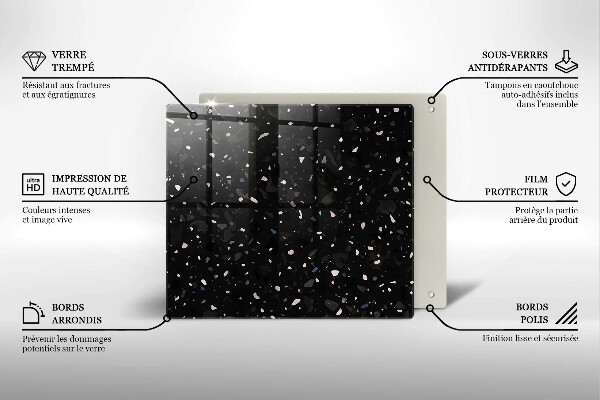 Skärbräda av glas Mörk sten gres