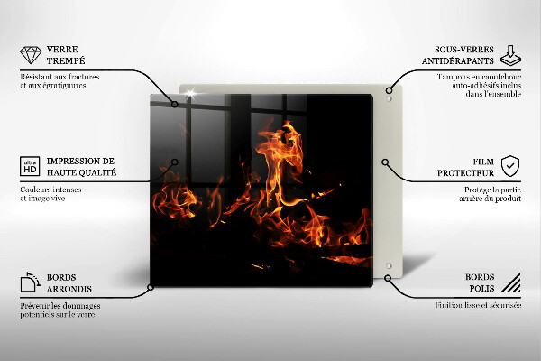 Skärbräda av glas Eld, levande låga