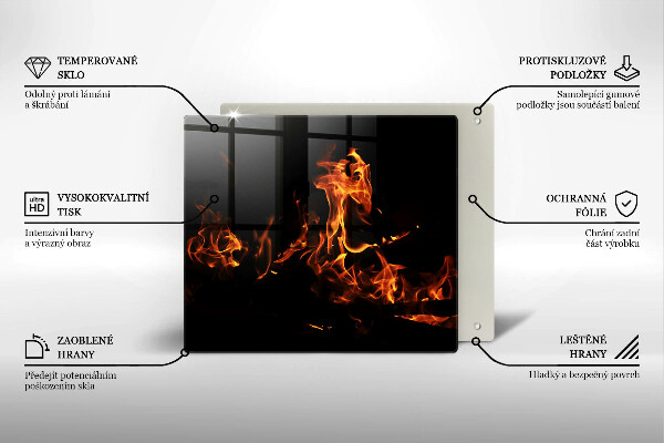 Skärbräda av glas Eld, levande låga