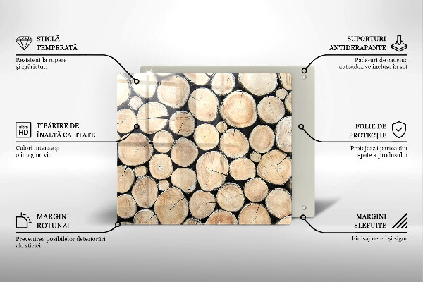 Skärbräda av glas Trästammar
