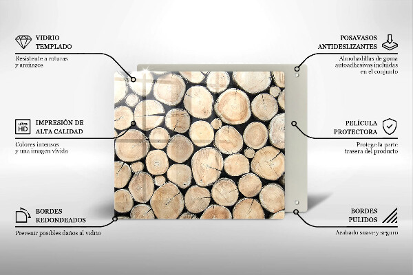 Skärbräda av glas Trästammar