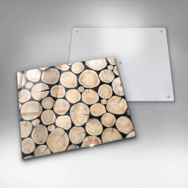 Skärbräda av glas Trästammar