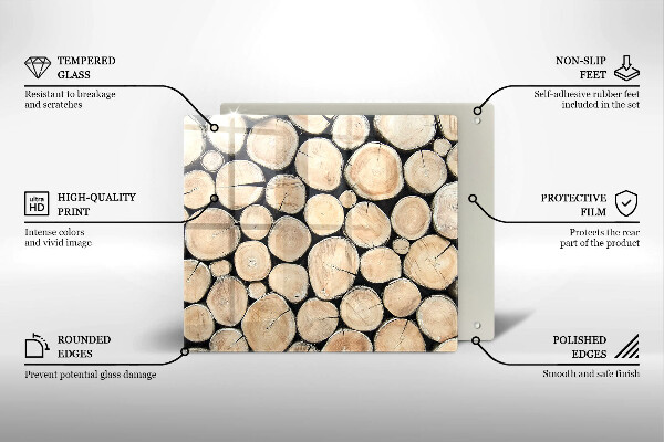 Skärbräda av glas Trästammar