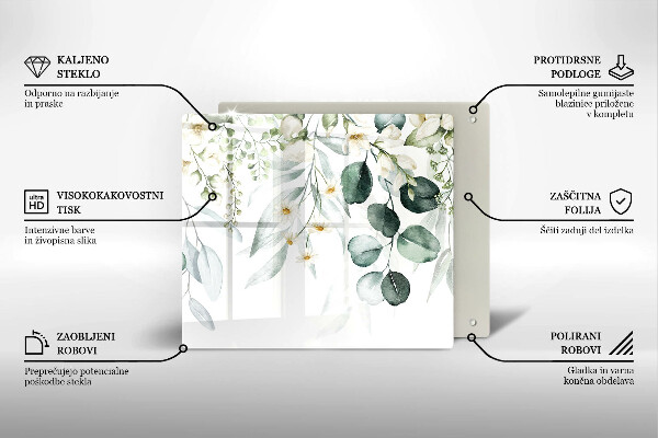 Skärbräda av glas Akvarellväxter