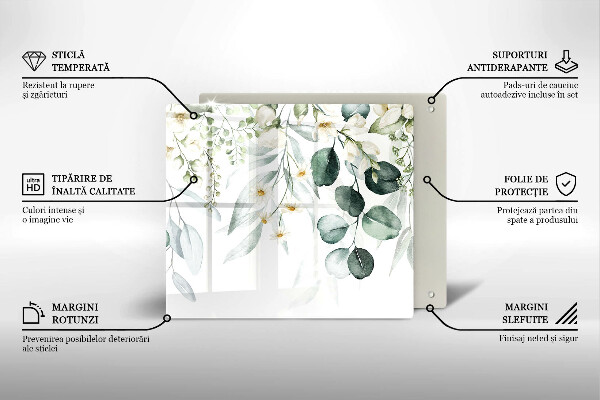 Skärbräda av glas Akvarellväxter