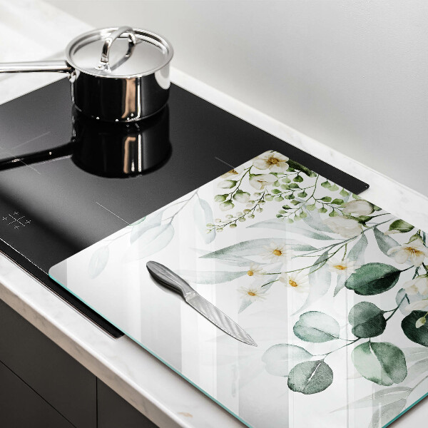 Skärbräda av glas Akvarellväxter