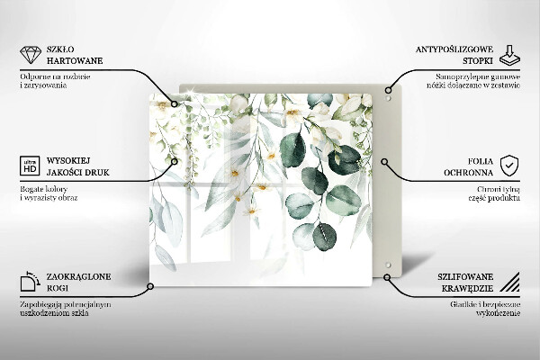 Skärbräda av glas Akvarellväxter