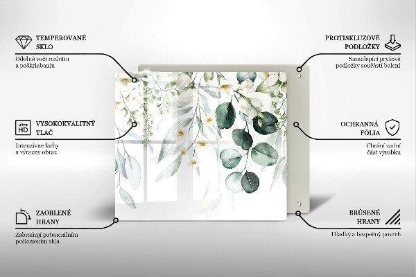 Skärbräda av glas Akvarellväxter