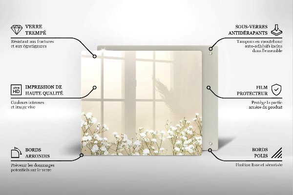 Skärbräda av glas Gypsophila boho blommor