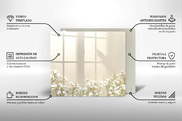 Skärbräda av glas Gypsophila boho blommor