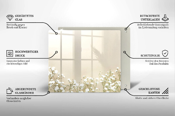 Skärbräda av glas Gypsophila boho blommor