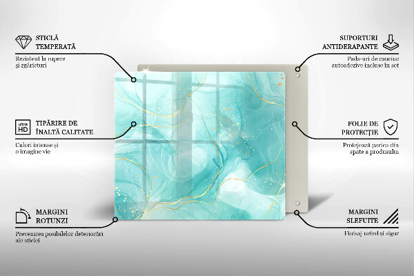 Skärbräda av glas Blå och guld abstraktion