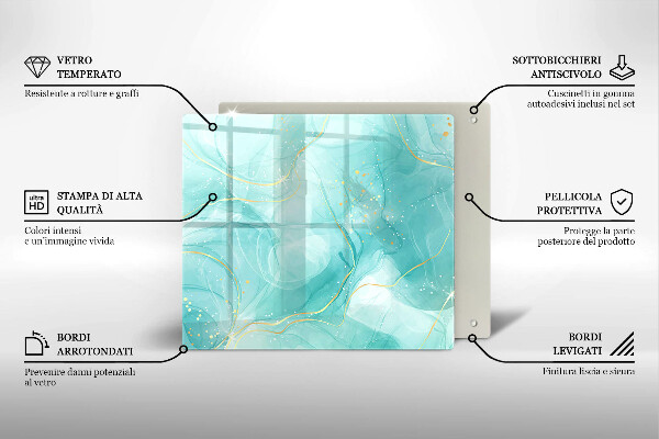Skärbräda av glas Blå och guld abstraktion