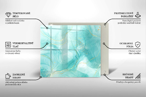 Skärbräda av glas Blå och guld abstraktion