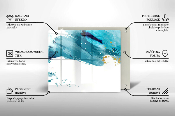 Skärbräda av glas Blå fläckar