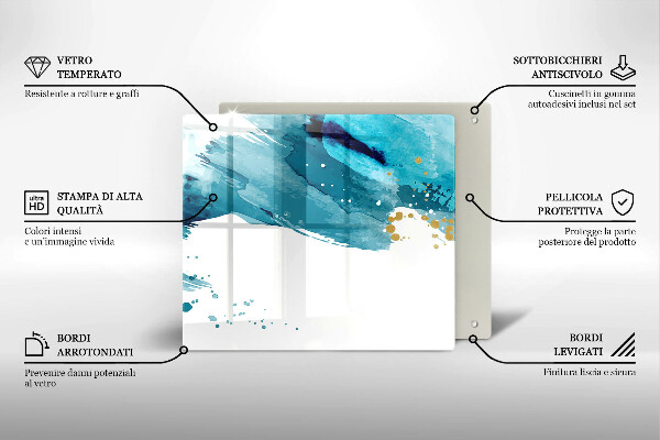 Skärbräda av glas Blå fläckar