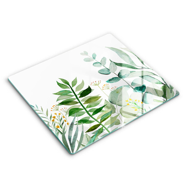 Skärbräda av glas Illustration av växtblad