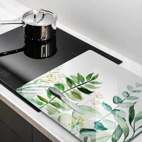 Skärbräda av glas Illustration av växtblad