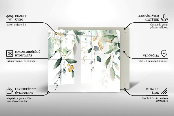 Skärbräda av glas Akvarell blad