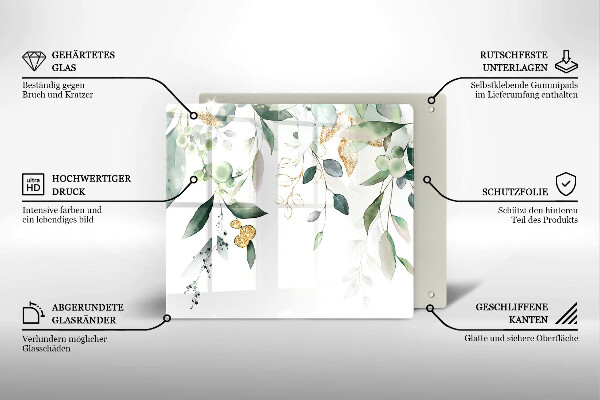 Skärbräda av glas Akvarell blad