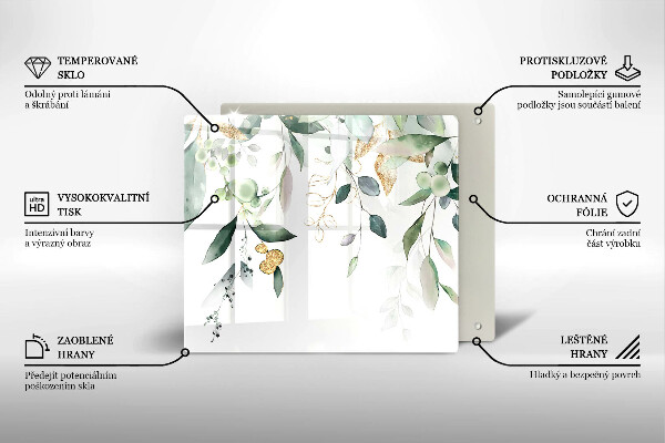 Skärbräda av glas Akvarell blad