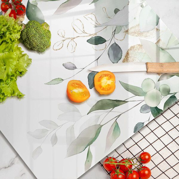 Skärbräda av glas Akvarell blad