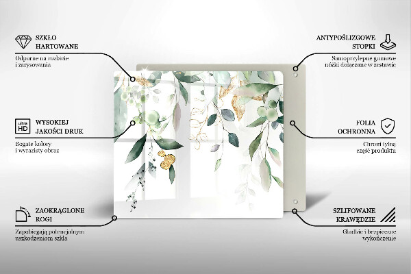 Skärbräda av glas Akvarell blad