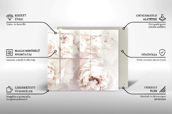 Skärbräda av glas Pastellpioner