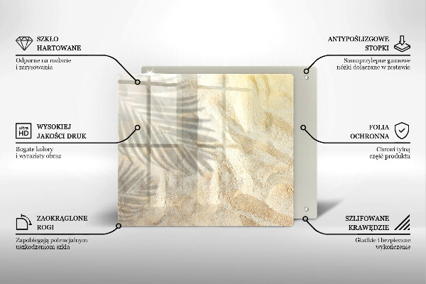Skärbräda av glas Palmblad och sand
