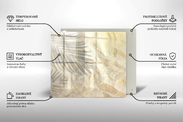 Skärbräda av glas Palmblad och sand