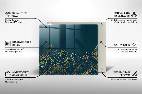 Skärbräda av glas Abstrakta berg