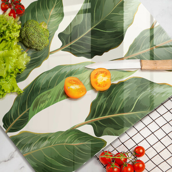 Skärbräda av glas Bananblad