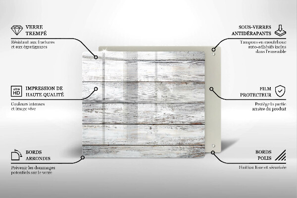 Skärbräda av glas Ljusa träskivor