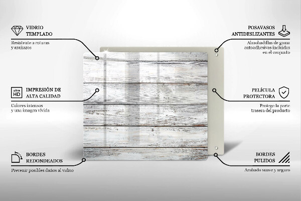 Skärbräda av glas Ljusa träskivor