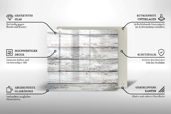 Skärbräda av glas Ljusa träskivor